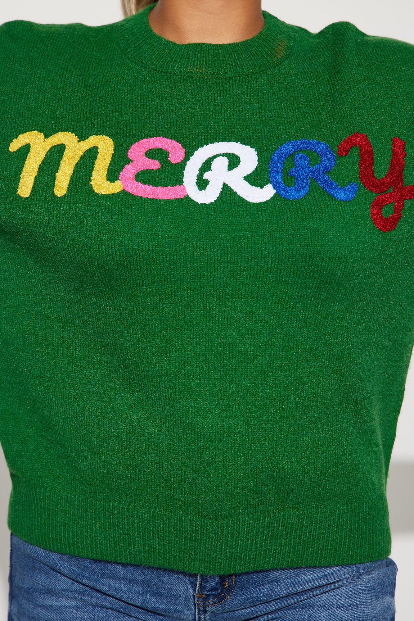 Merry Merry Merry Sweater - Green/combo Product Image