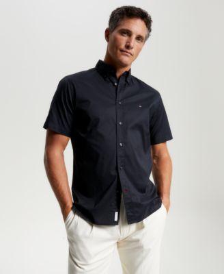Men's Tommy Hilfiger Short Sleeve Oxford Button-Down Shirt, Size: Small, White Product Image