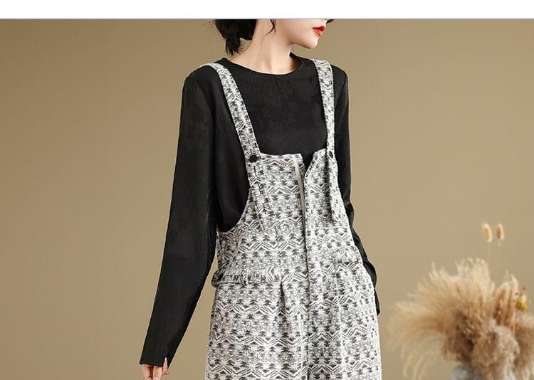 Patterned Half-Zip Wide Leg Dungaree Product Image