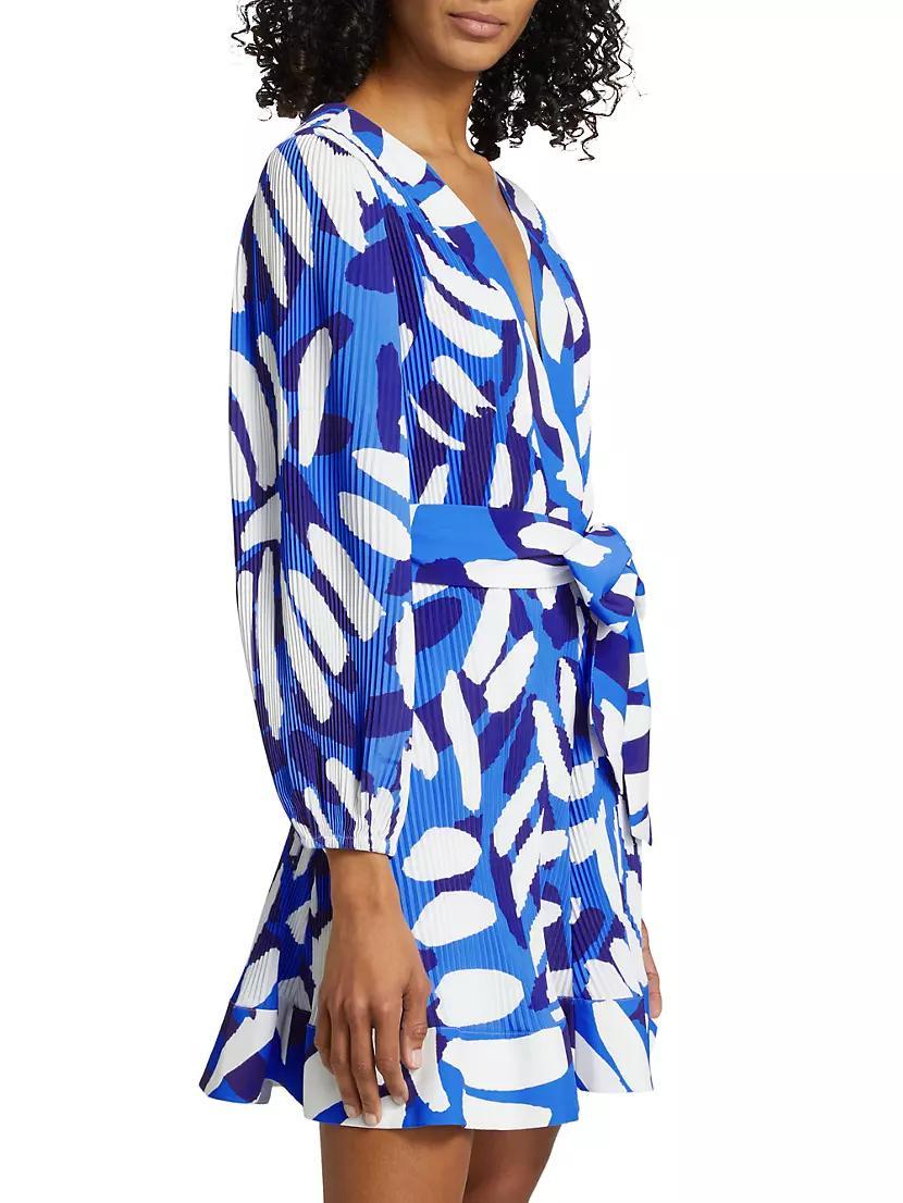 Liv Brushstroke Pleated Tie-Waist Minidress Product Image