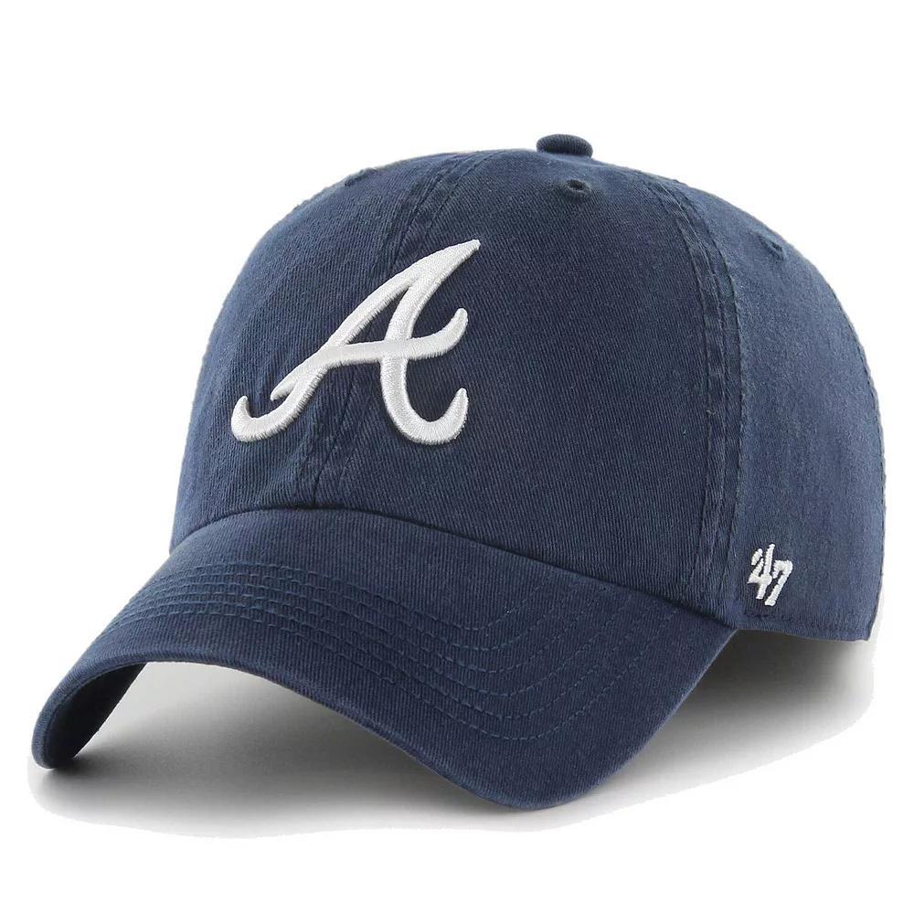 Men's '47 Navy Atlanta Braves Franchise Logo Fitted Hat, Size: Medium, Blue Product Image