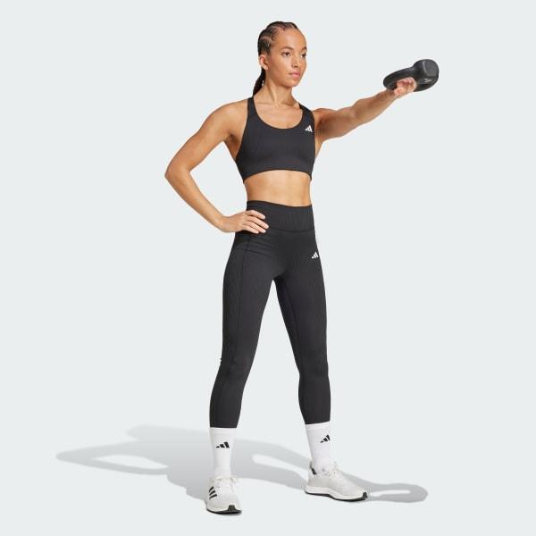 adidas Powerimpact Rib Medium Support Training Bra Black S C-D Womens Product Image