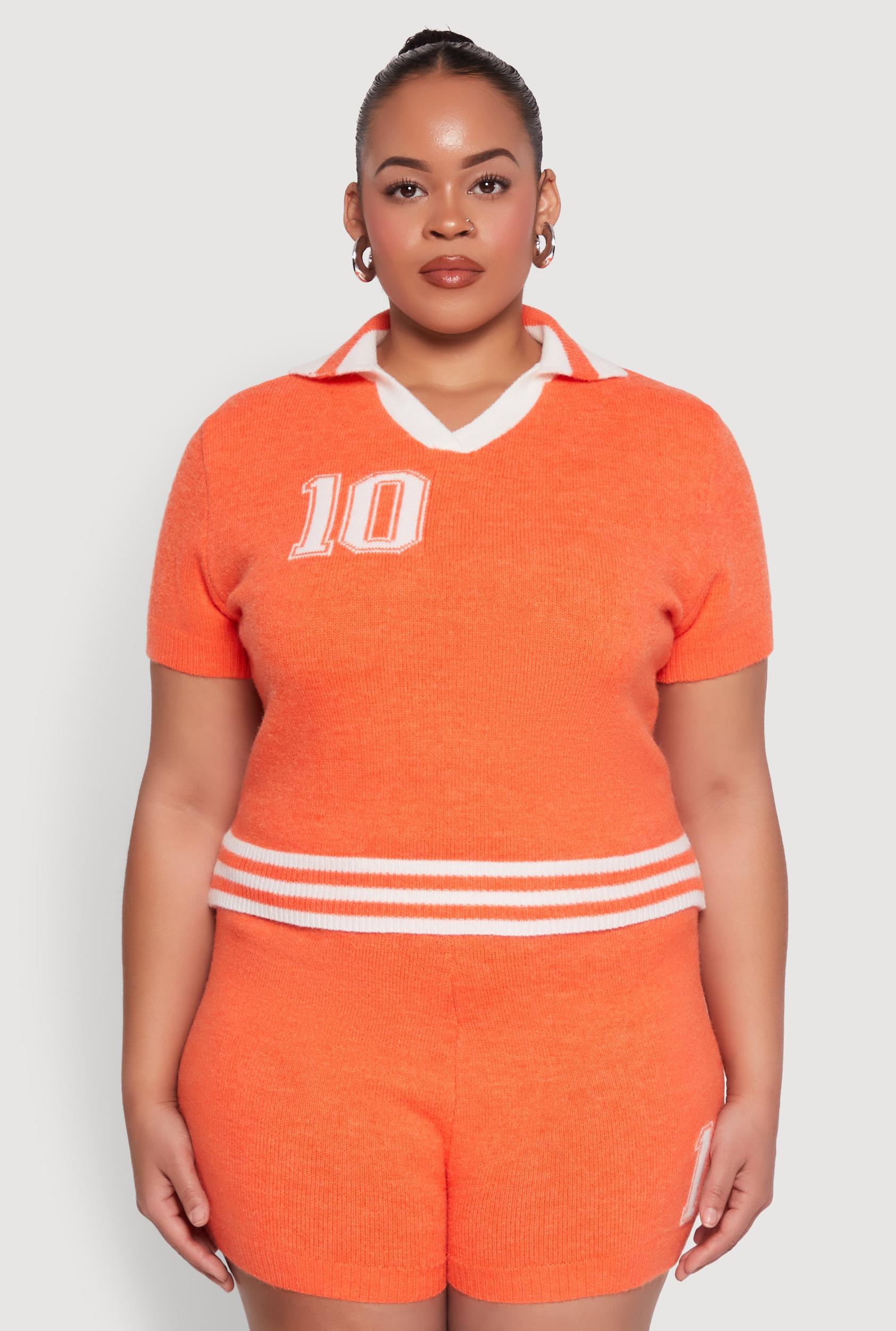 Womens Plus Size Daisy 10 Graphic Varsity Stripe Crop Top Product Image
