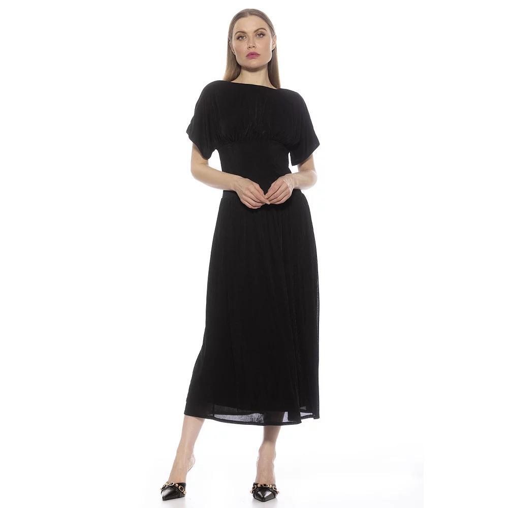 Women's ALEXIA ADMOR Luna Draped Dolman Sleeve Tea Length Dress, Size: Medium, Halogen Blue Product Image