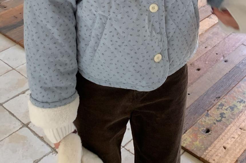Floral Quilted Fleece-Lined Button Jacket Product Image