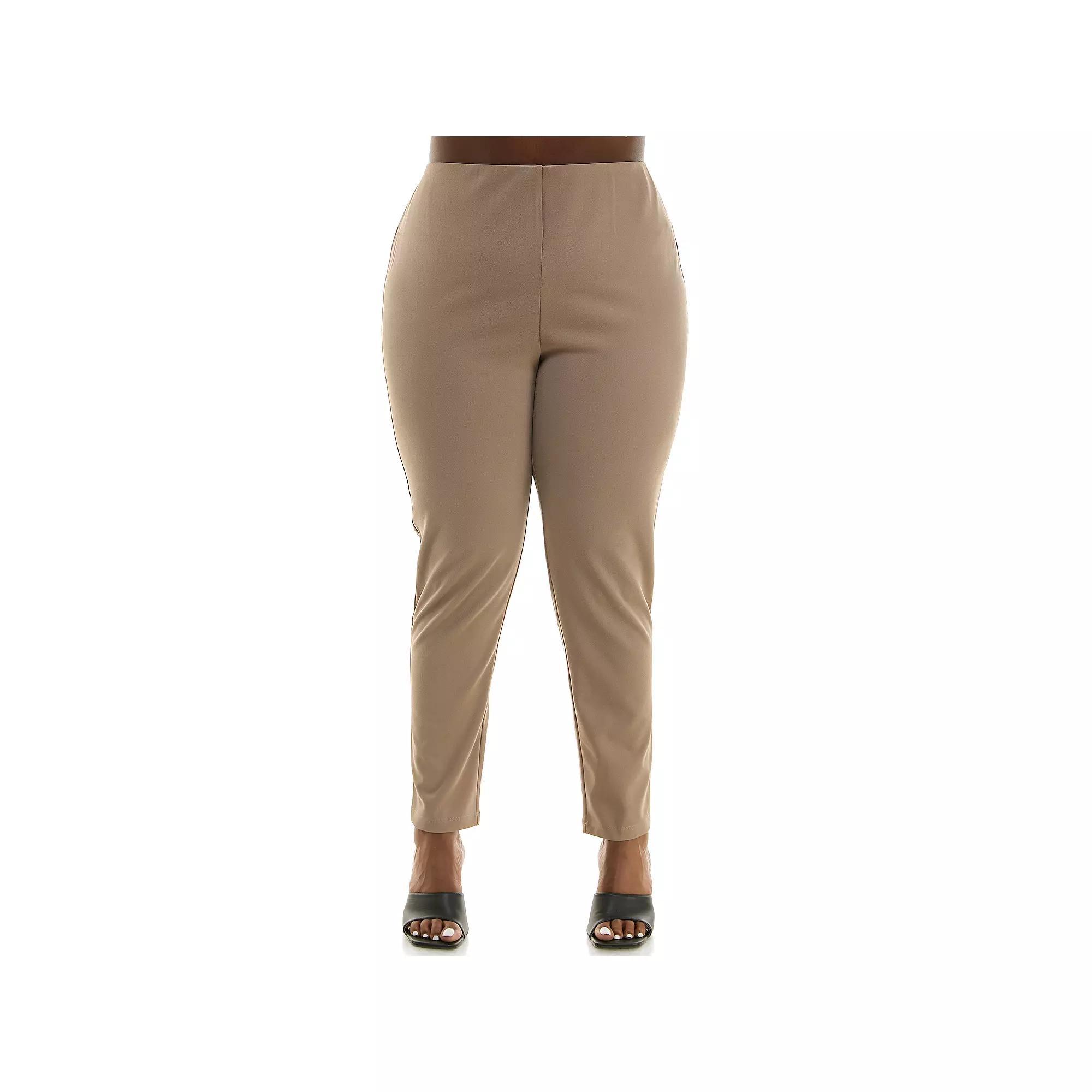 Plus Size Nina Leonard High Tech Crepe Pants, Women's, Size: 3XL, Mink Product Image