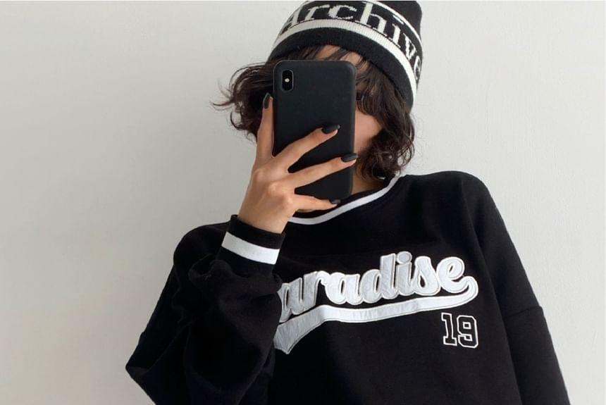Set: Lettering Loose-Fit Sweatshirt + Sweatpants Product Image