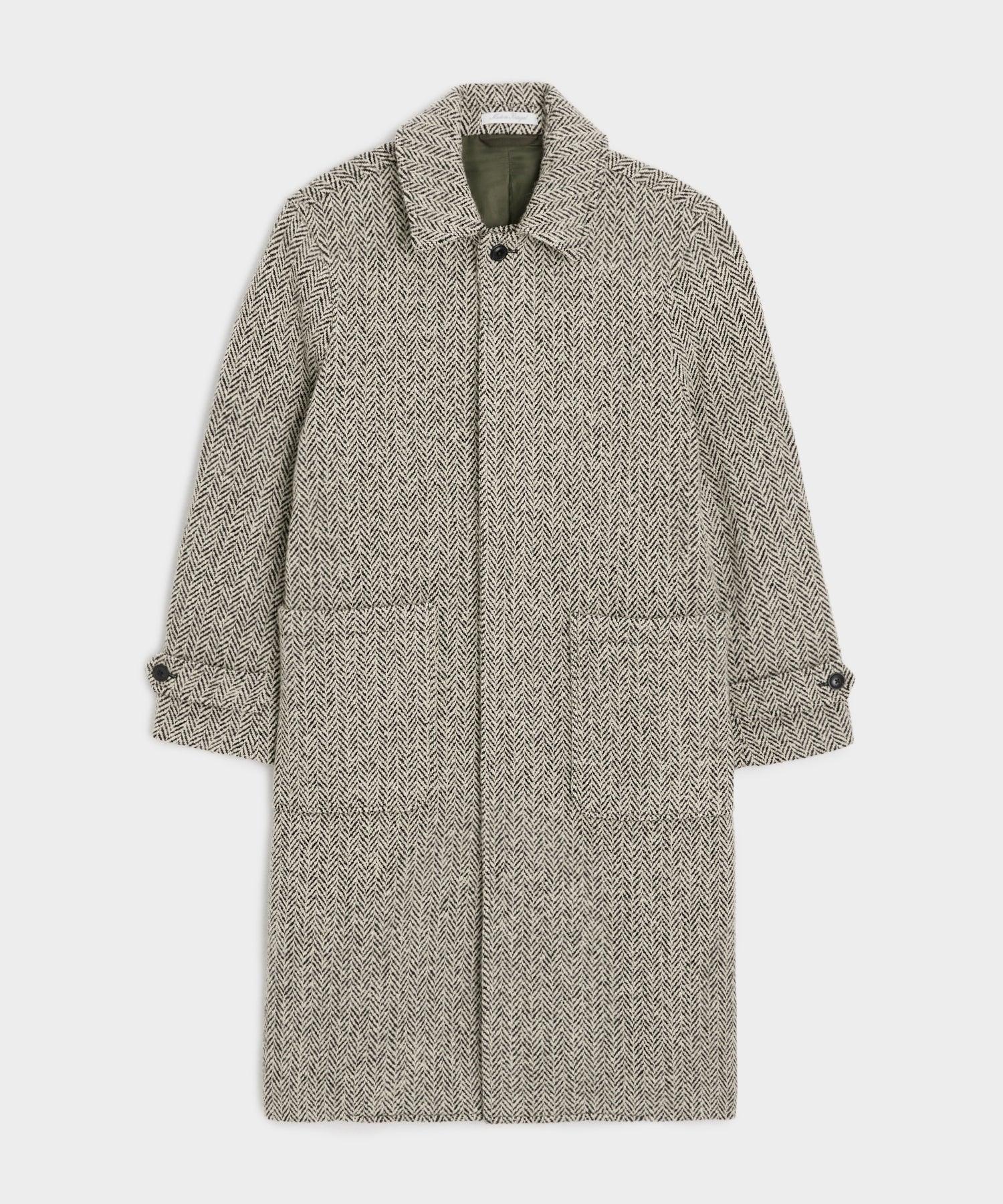Oversized Herringbone Balmacaan in Cream Product Image