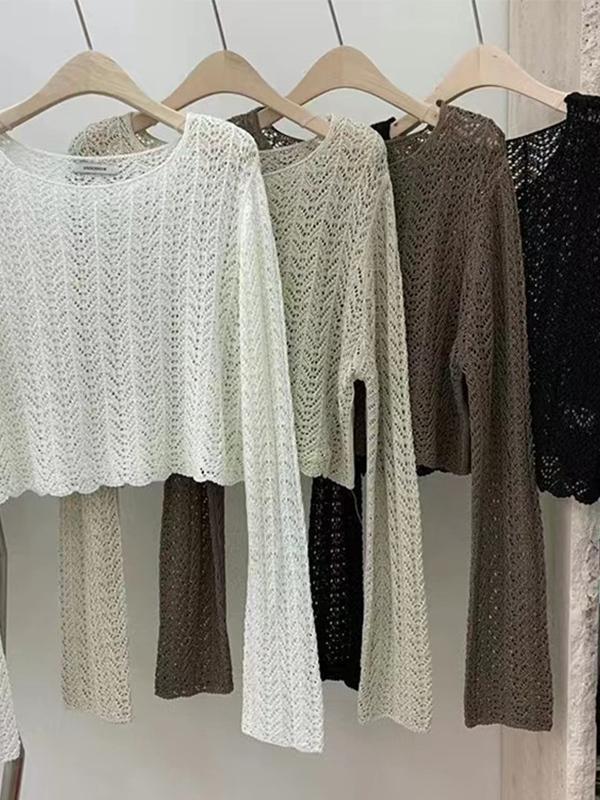 Cutout Thin Loose Long Sleeve Knit Product Image