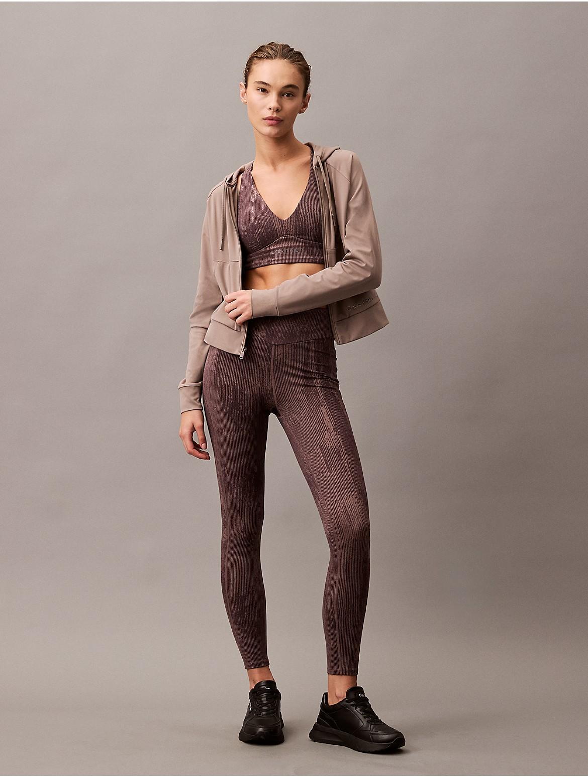 Calvin Klein Women's Soft Stretch Sport Printed 7/8 Leggings - White - L Product Image