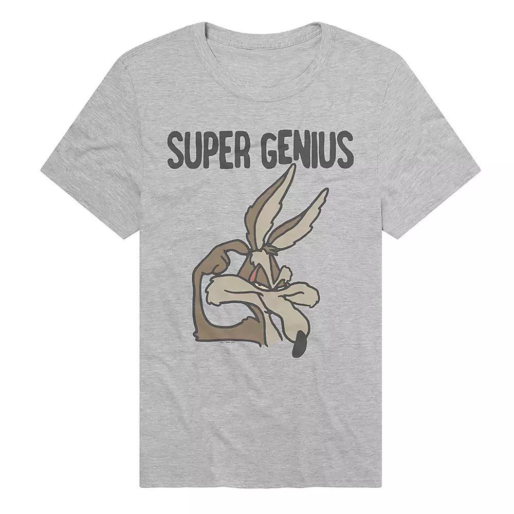 Men's Looney Tunes Wile E. Coyote Super Genius Graphic Tee, Size: XXL, Athletic Grey Product Image