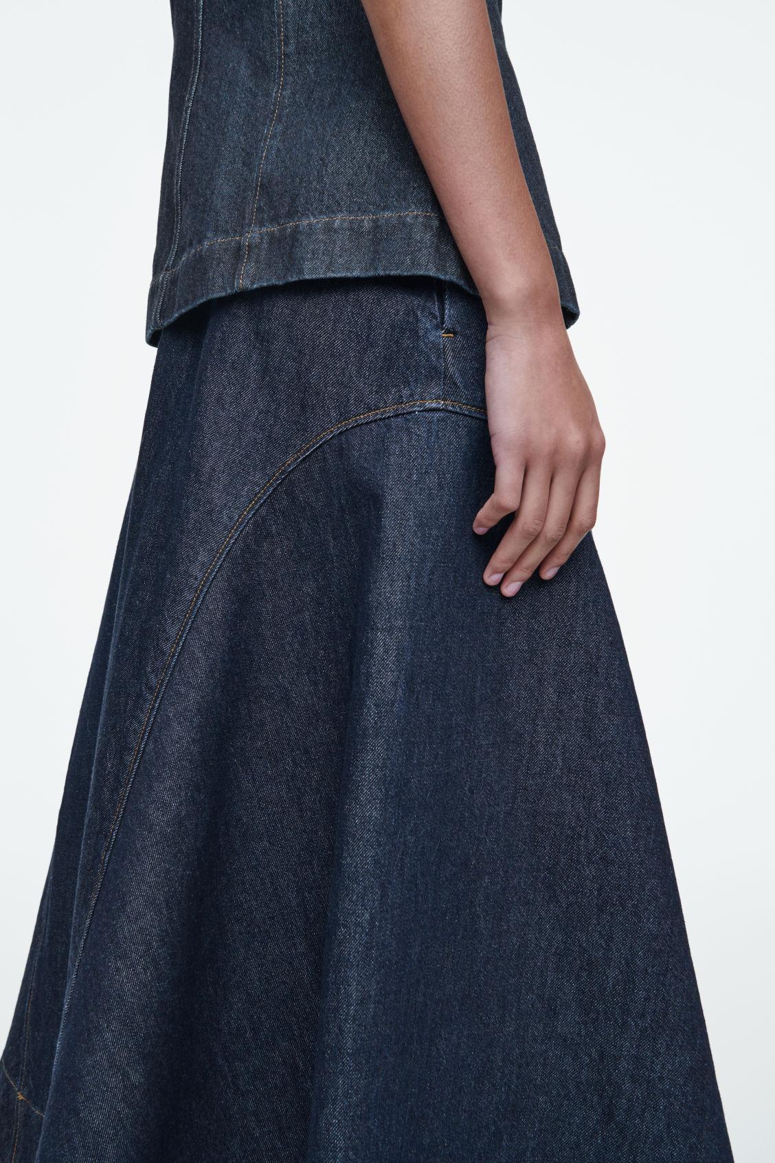RAW DENIM A-LINE MIDI SKIRT Product Image