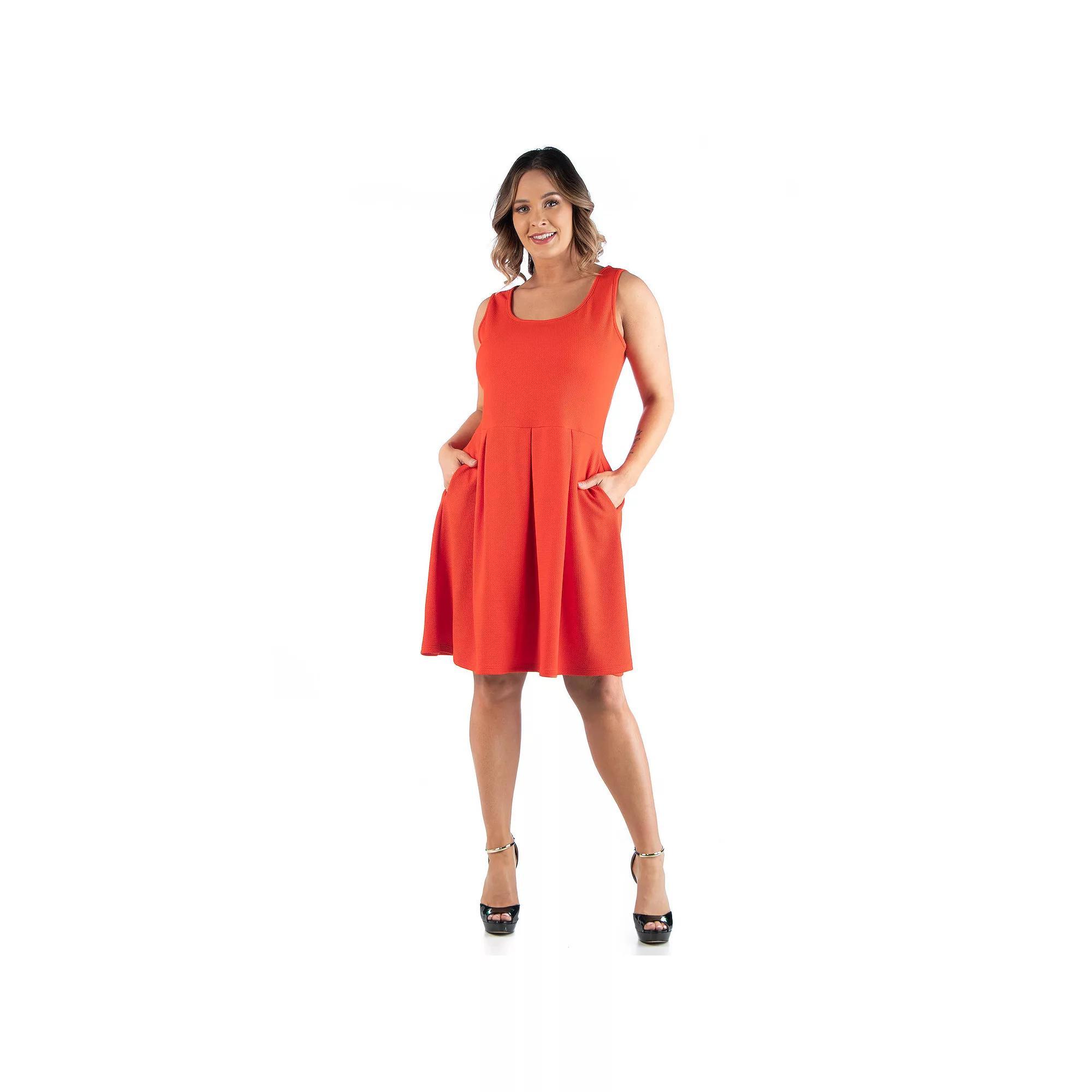 Plus Size 24seven Comfort Apparel Sleeveless Fit and Flare Dress with Pockets, Women's, Size: 1XL, Green Product Image