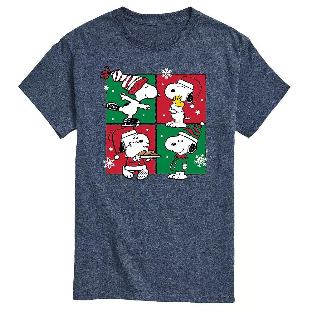Men's Peanuts Christmas Grid Tee, Size: Medium, Blue Product Image