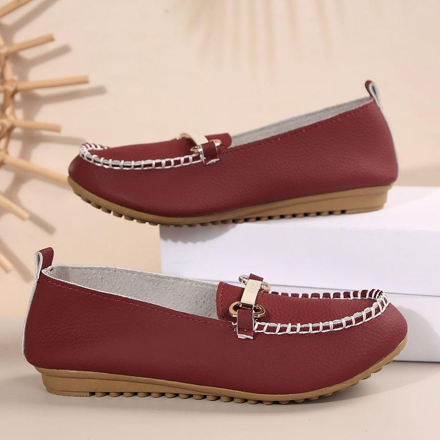 Plain Buckled Faux Leather Slip-Ons Product Image