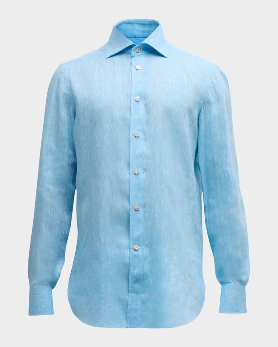 Mens Solid Linen Sport Shirt Product Image