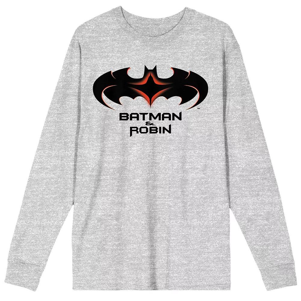 Men's Batman & Robin 1997 Logo Long Sleeve Tee, Size: Medium, Gray Product Image