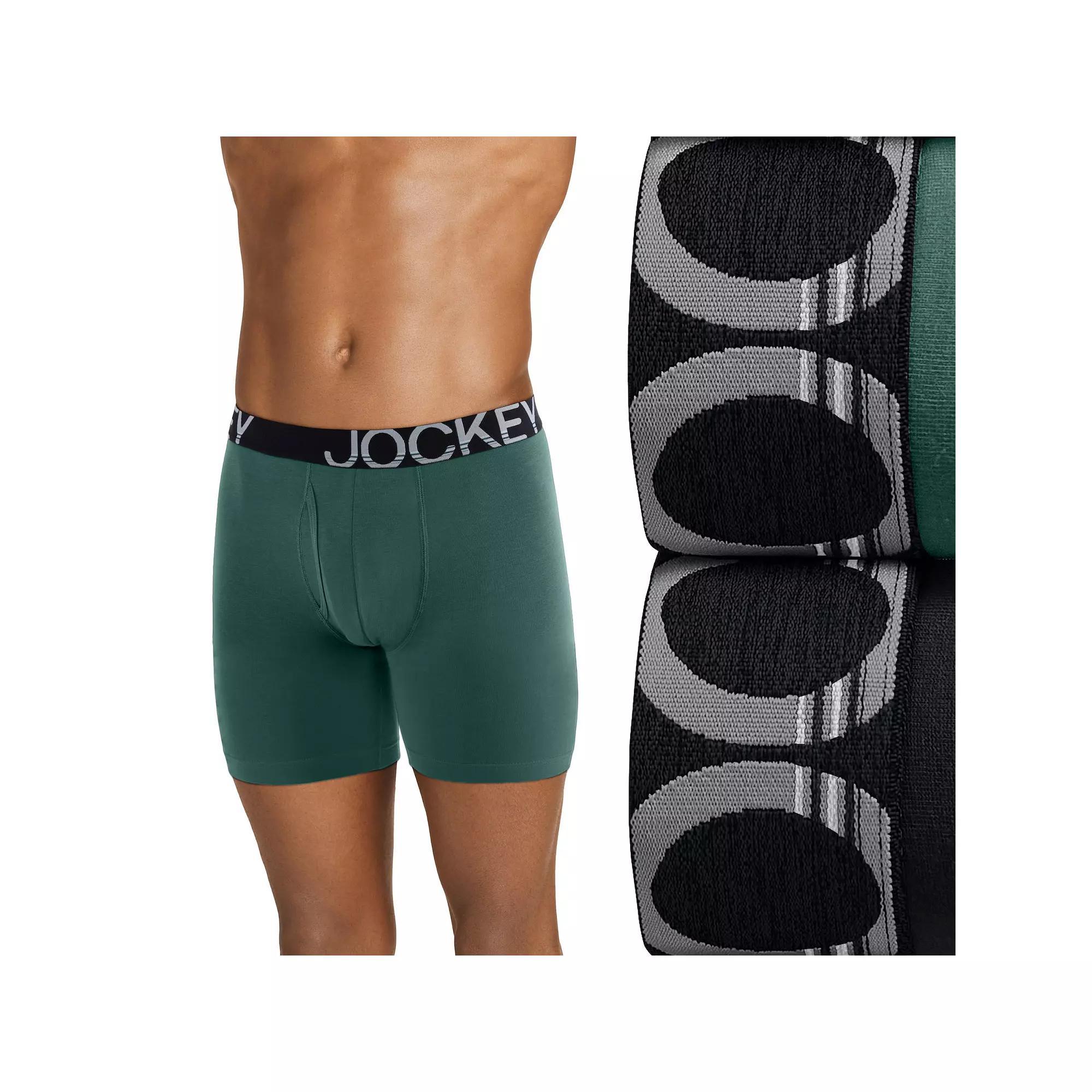 Big & Tall Jockey® ActiveStretch™ Midway® 2-pk. Long Leg 7" Boxer Briefs, Men's, Size: 4XL, Cactus Green Team Product Image