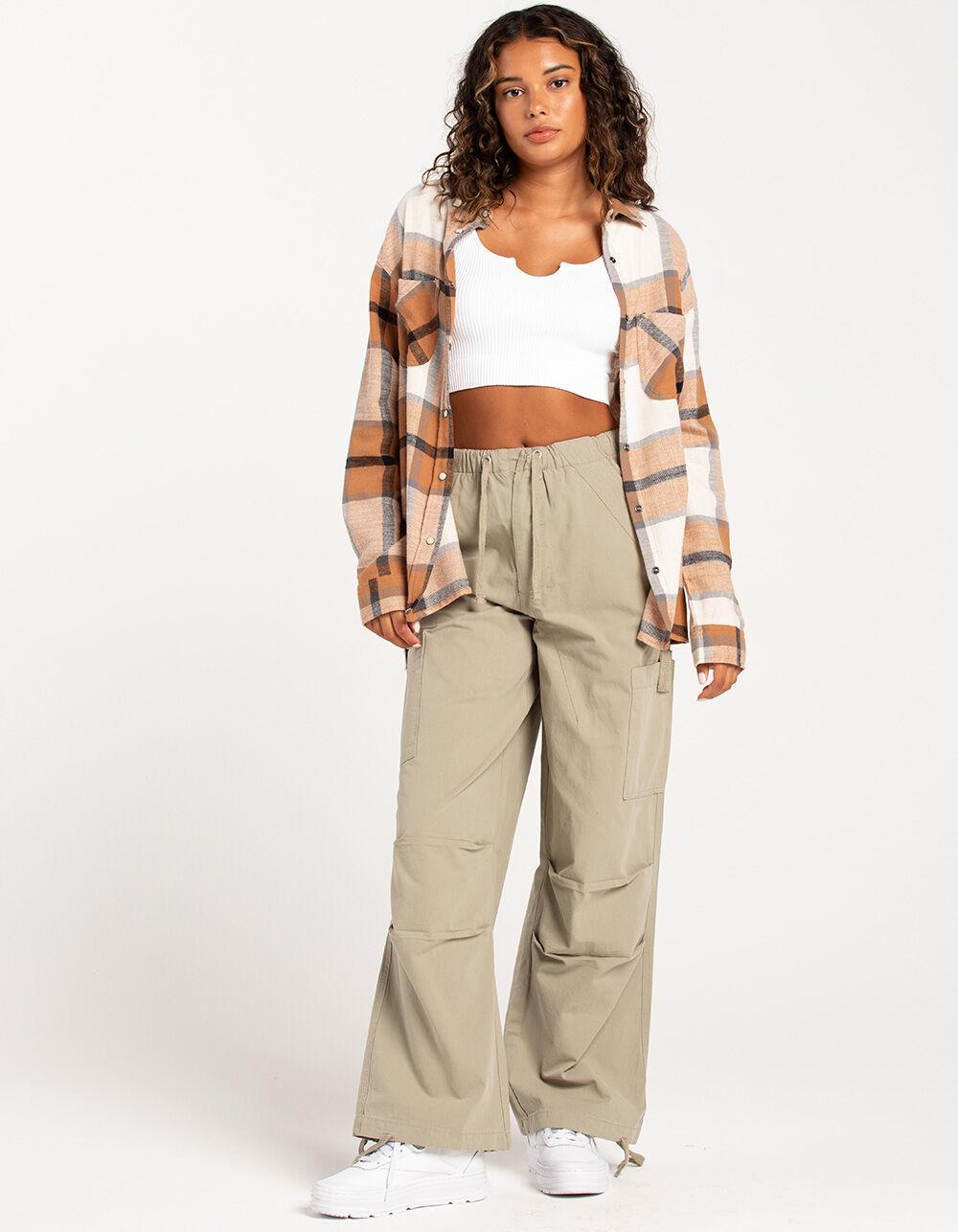RSQ Womens Low Rise Parachute Cargo Pants - SAGE Product Image