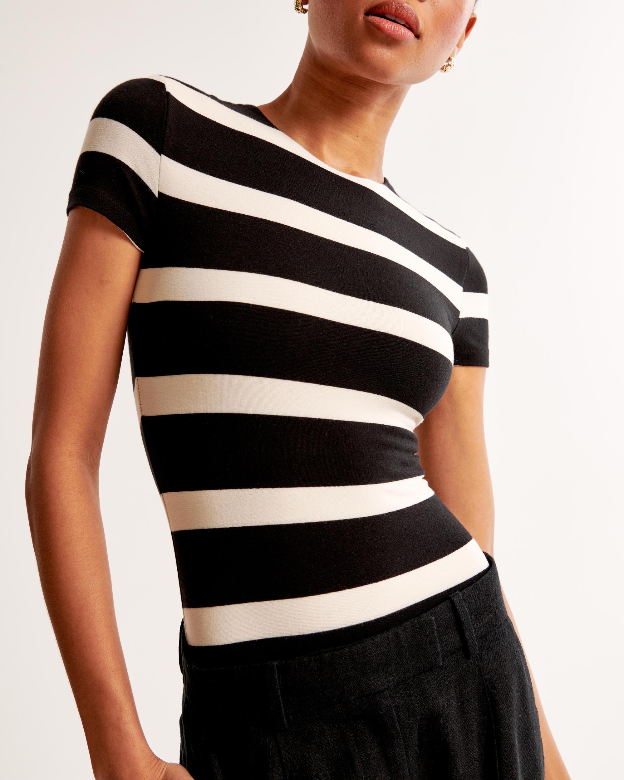 Cotton-Blend Seamless Fabric Tee Bodysuit Product Image