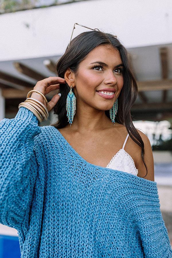 Porch Swing Sips Beaded Earrings In Mint Product Image