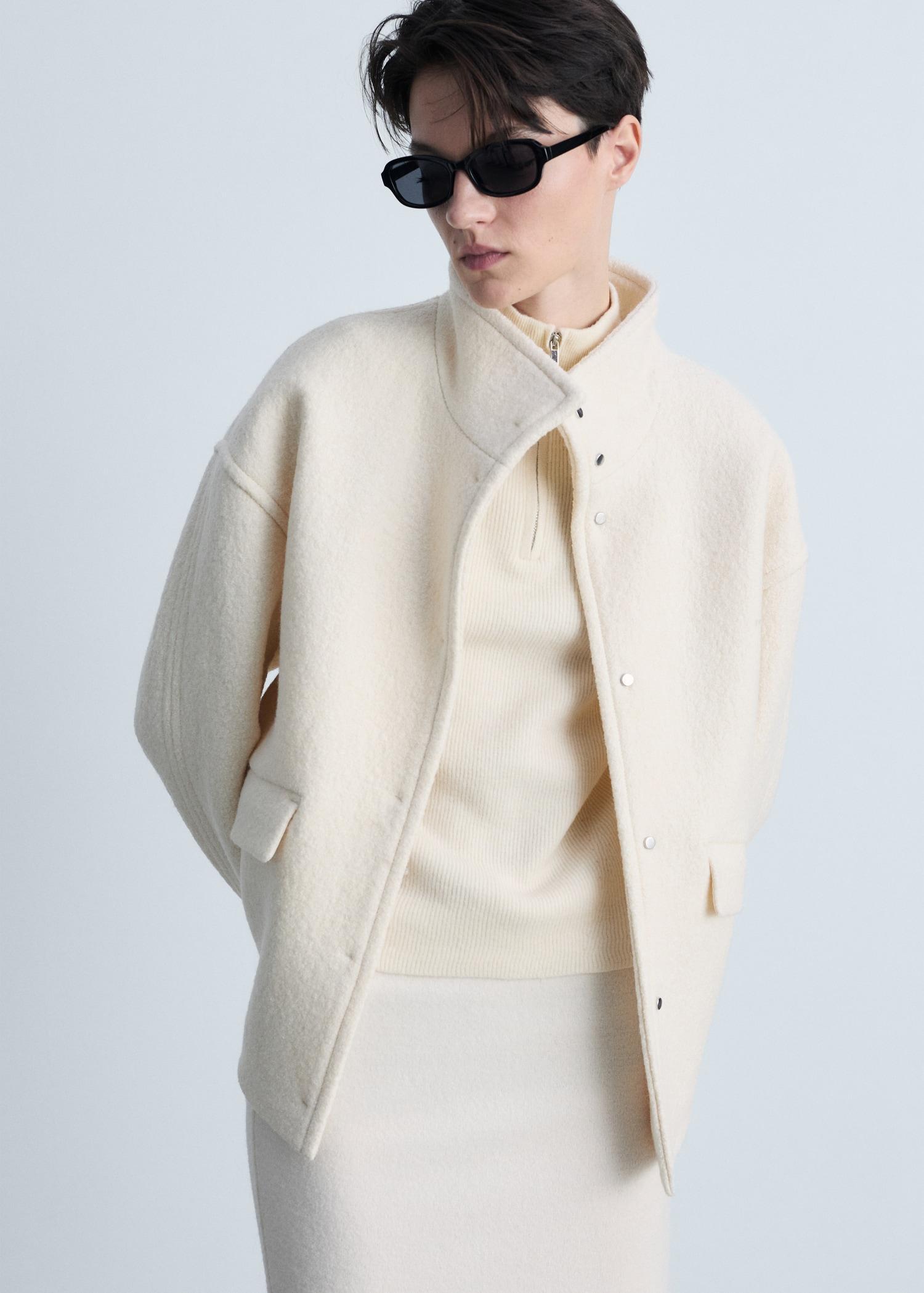 Turtleneck wool jacket - Women | MANGO USA Product Image