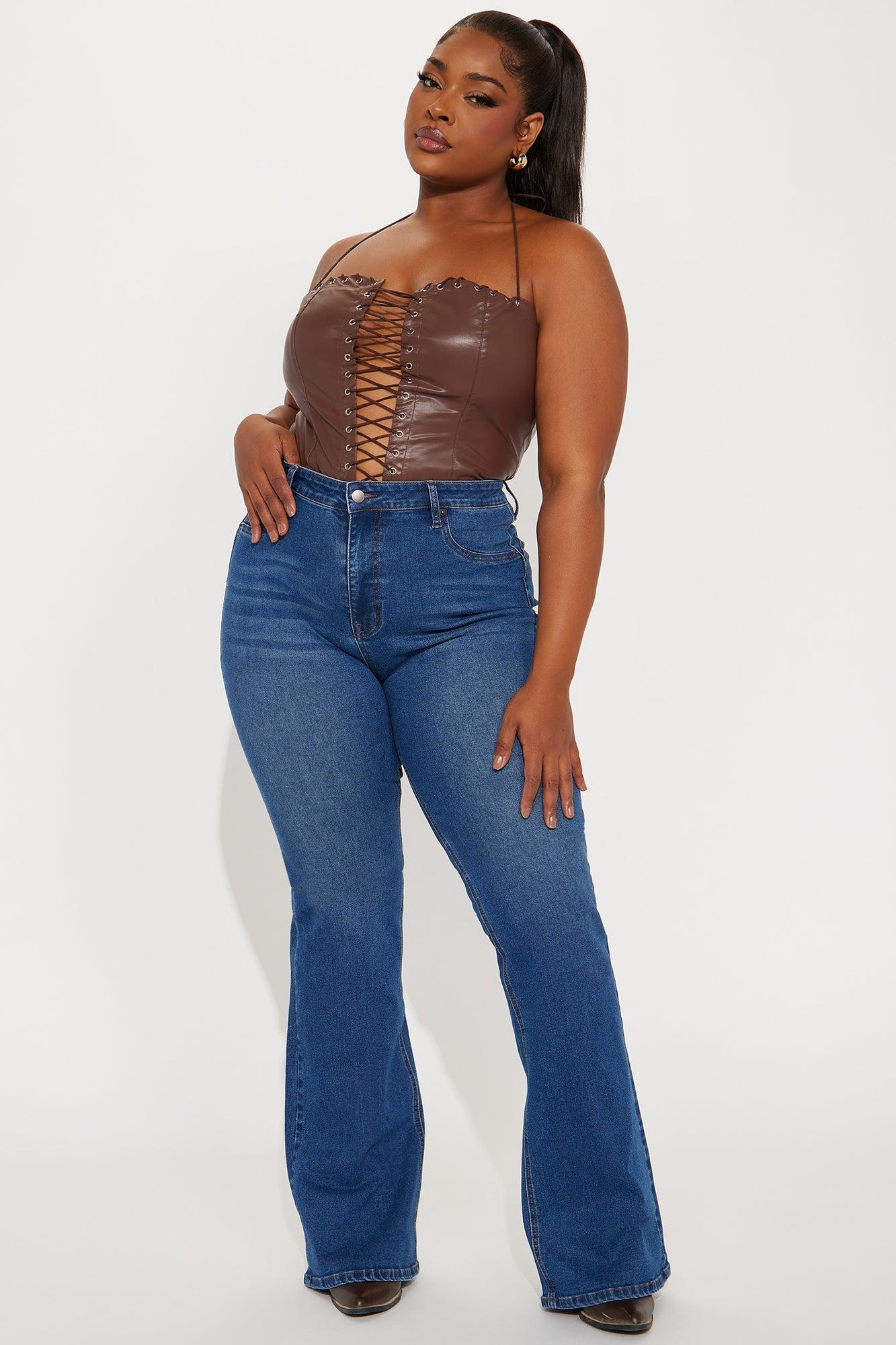 Tall Audrey Booty Lifting Stretch Flare Jeans - Dark Wash Product Image