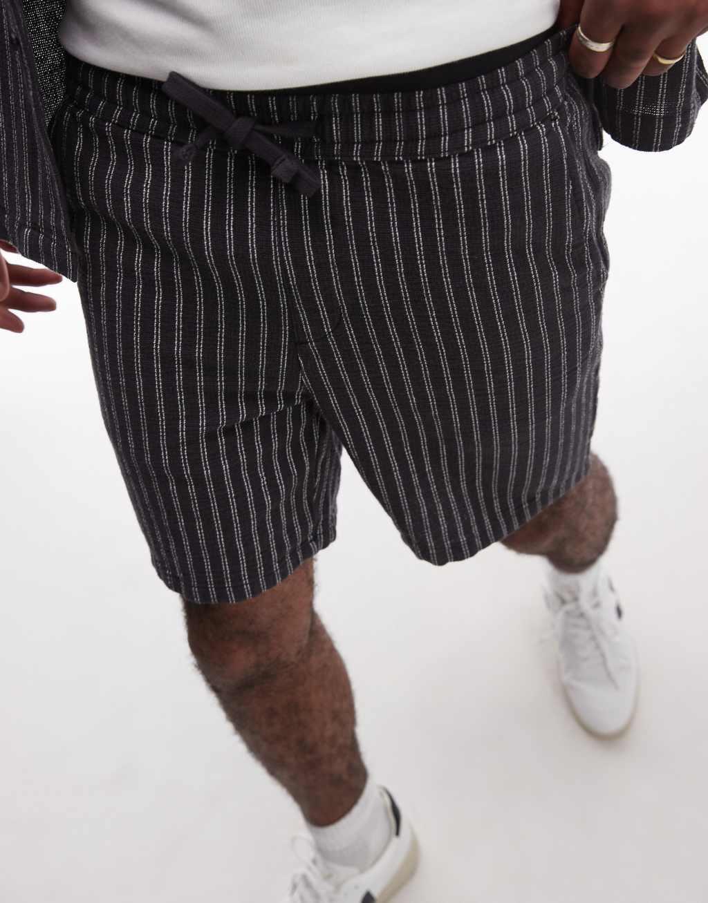 Topman striped shorts in black - part of a set Product Image