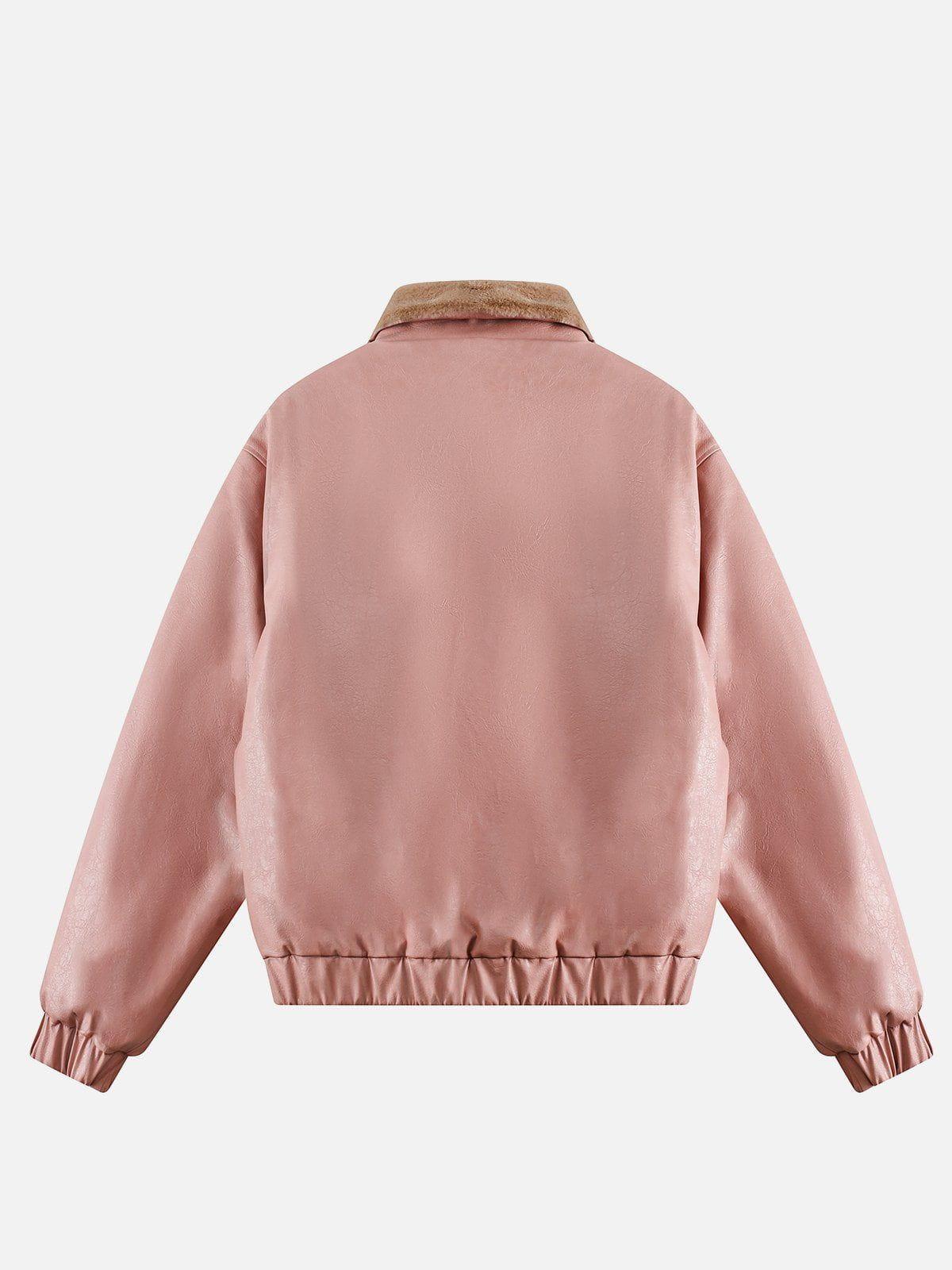 Aelfric Eden Fur Collar Faux Leather Bomber Jacket Female Product Image