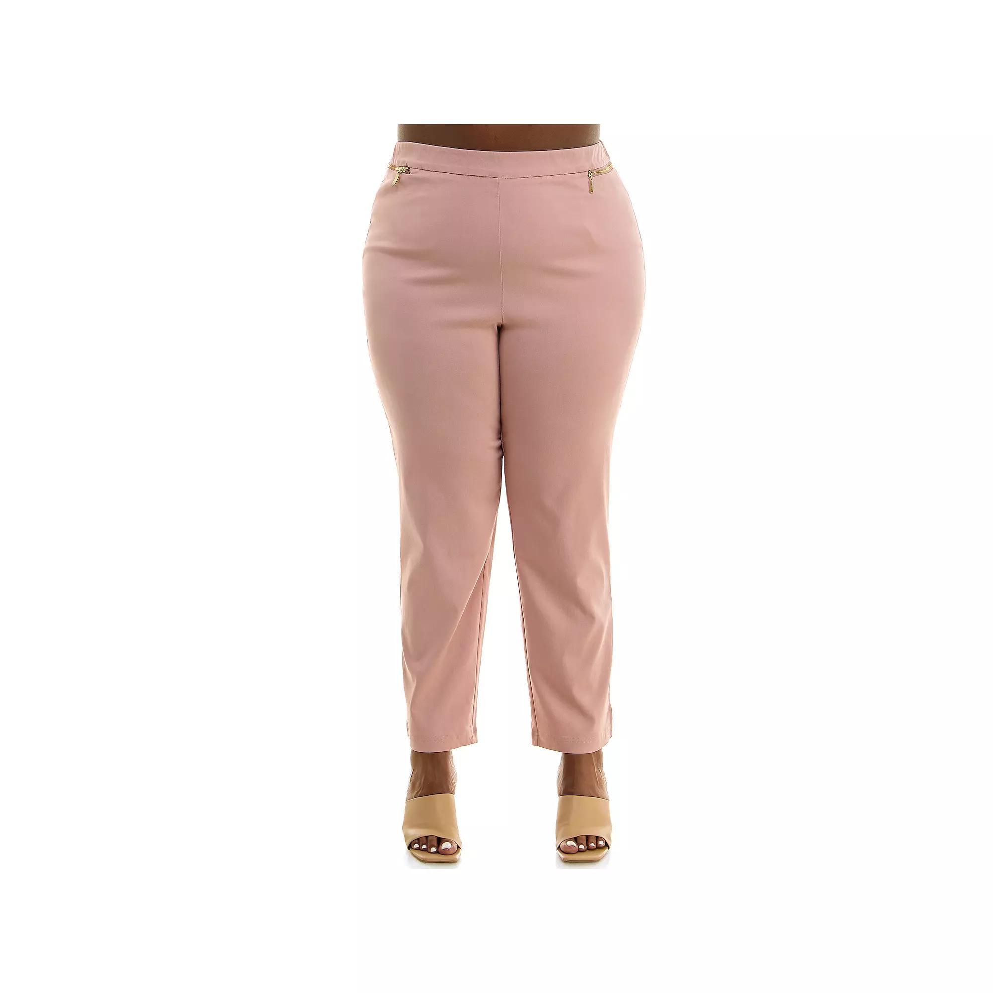 Plus Size Nina Leonard Ankle Length Millennium Pants, Women's, Size: 1XL, Red Product Image