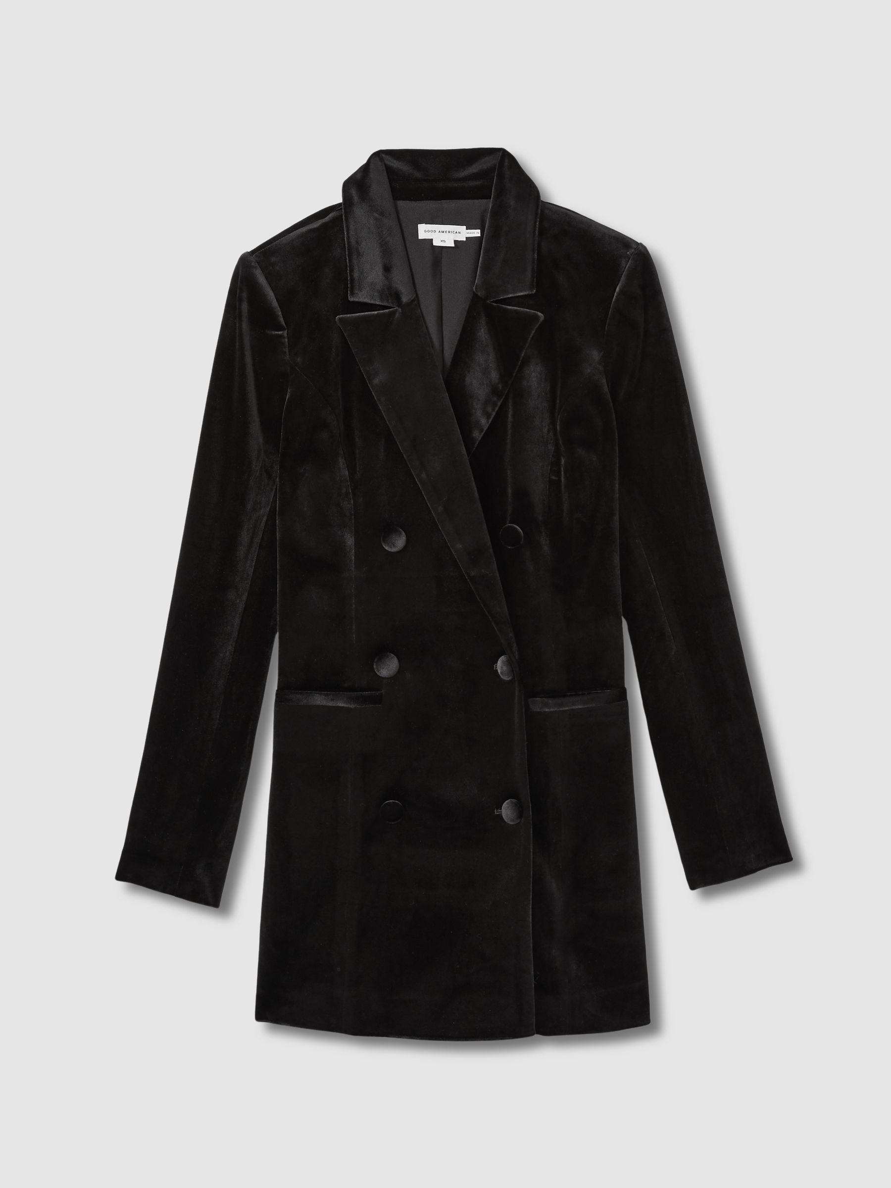 Good American Velvet Blazer Mini Dress in Black Product Image