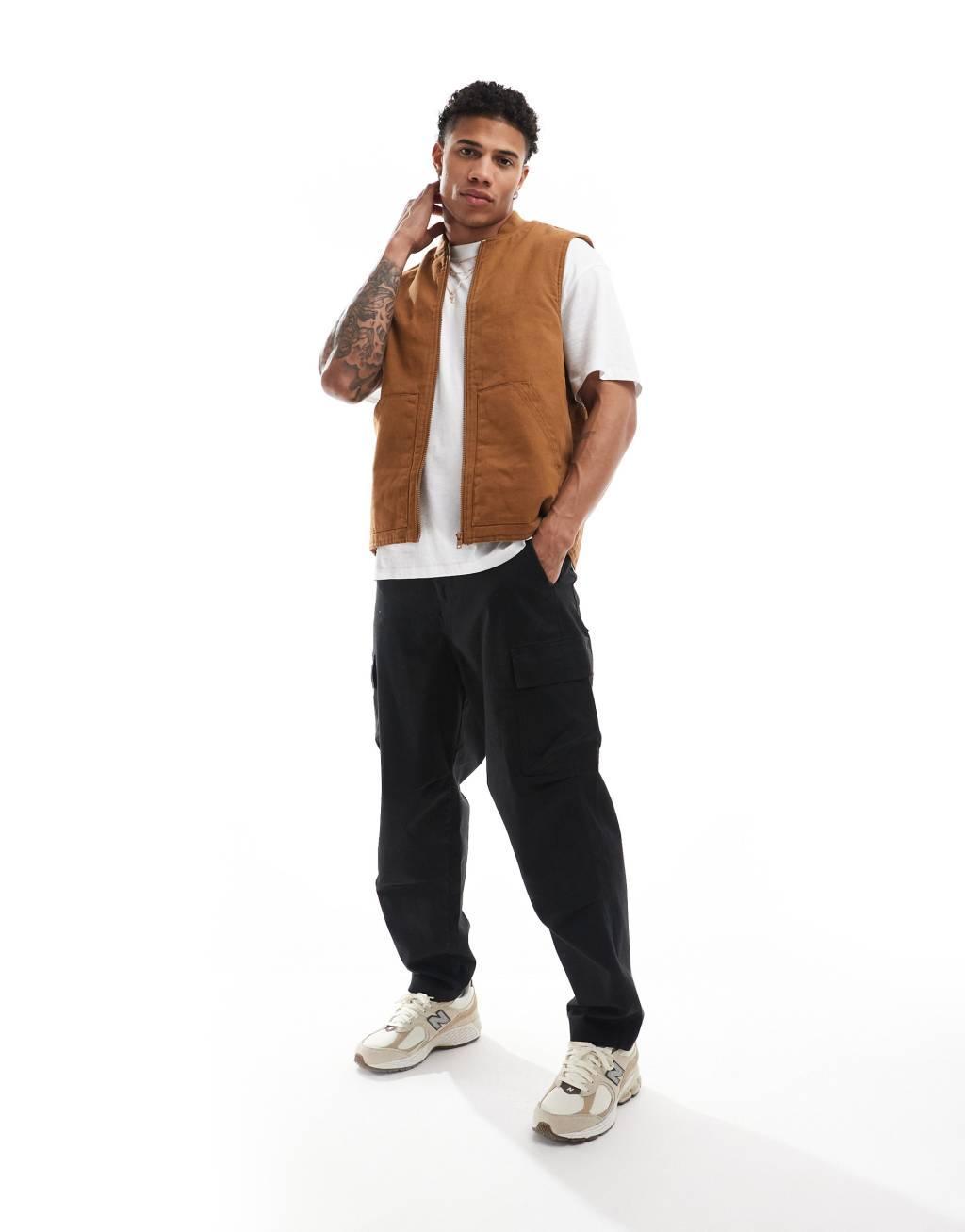 ASOS DESIGN washed vest in tan Product Image