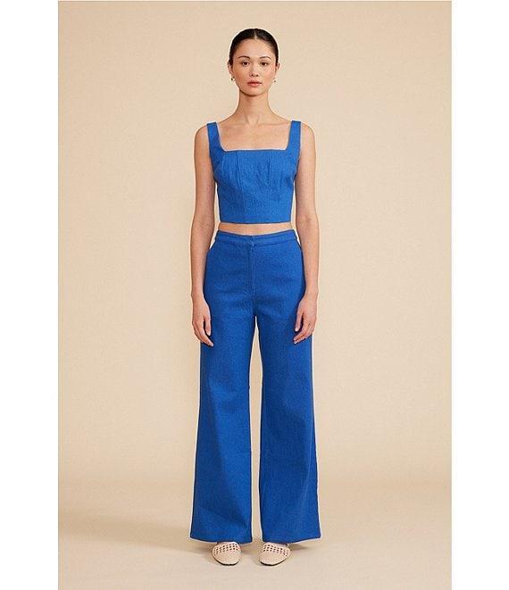 Lucy Paris Coordinating Renna Square Neck Sleeveless Denim Crop Top Product Image