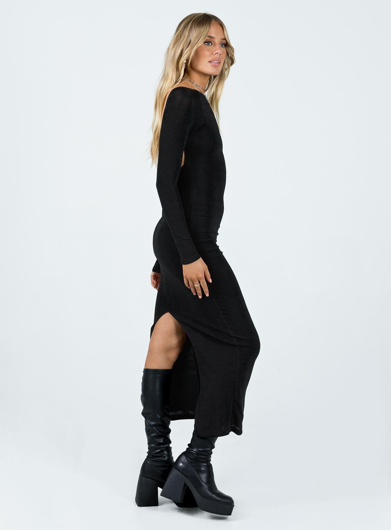 Mariani Backless Maxi Dress Black Product Image