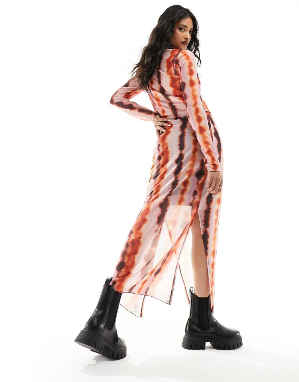 Pieces tie dye jersey midi skirt Product Image