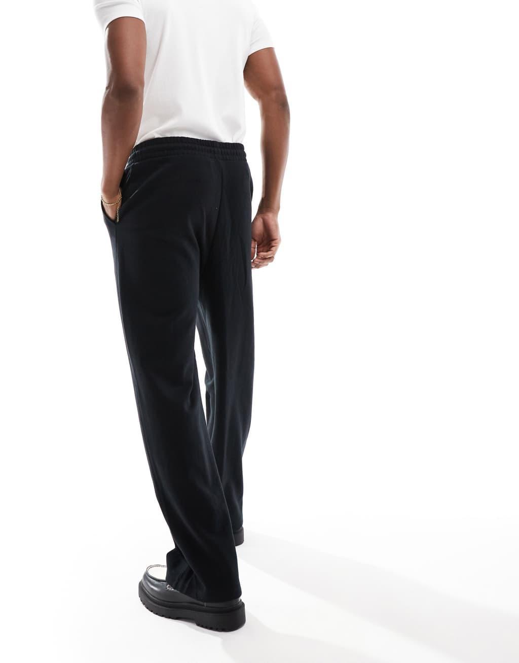 ASOS DESIGN essential wide leg sweatpants in black Product Image