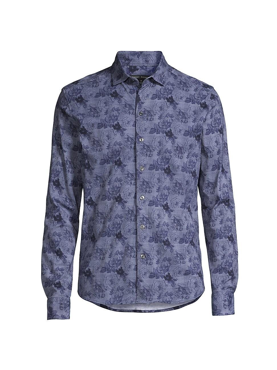 Mens Calsing Slim-Fit Floral Knit Sportshirt Product Image