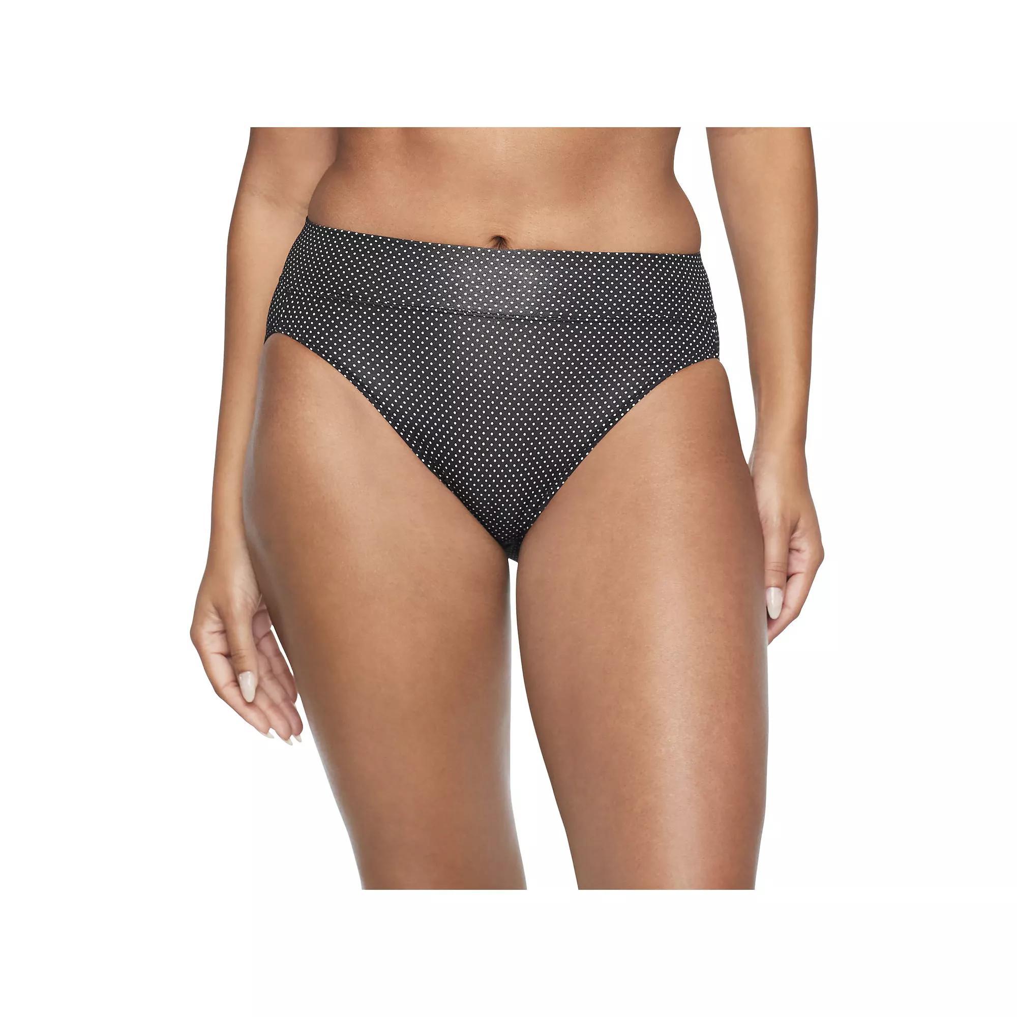 Warners No Pinching No Problems® Tailored Hi-Cut Panty 5138J, Women's, Size: XXL, Black And White Dot Product Image