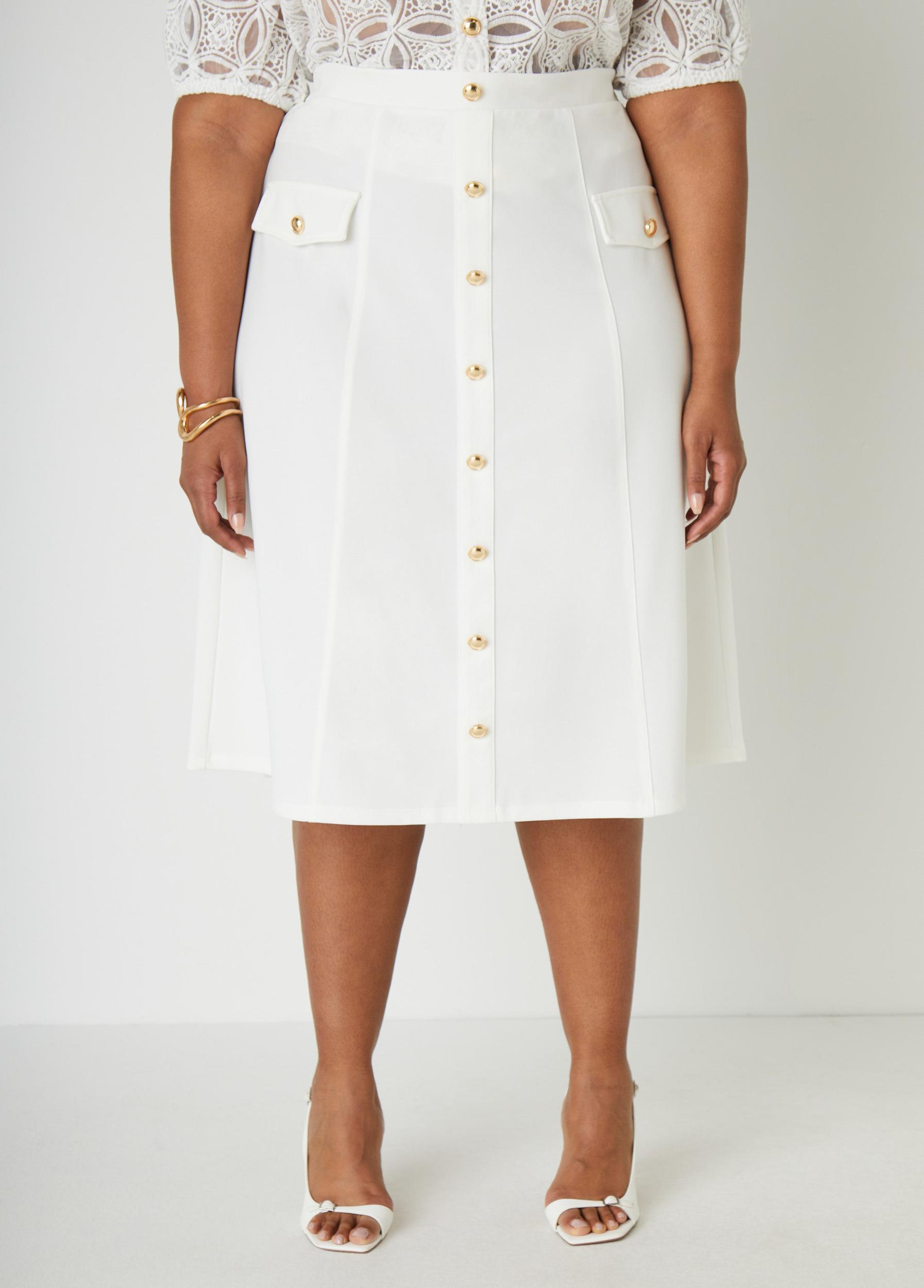 Button Embellished Midi Skirt Product Image