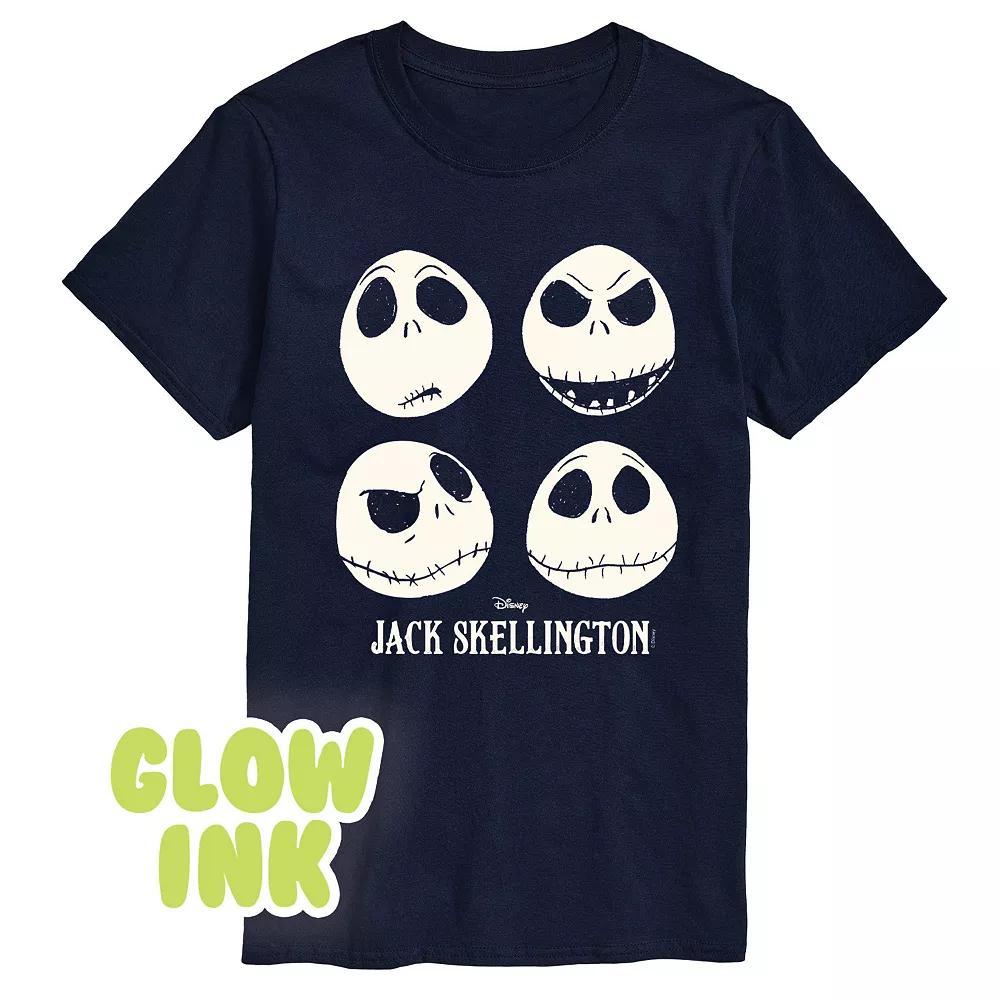 Disneys Nightmare Before Christmas Jack Skellington Mens Glow Graphic Tee Blue Product Image