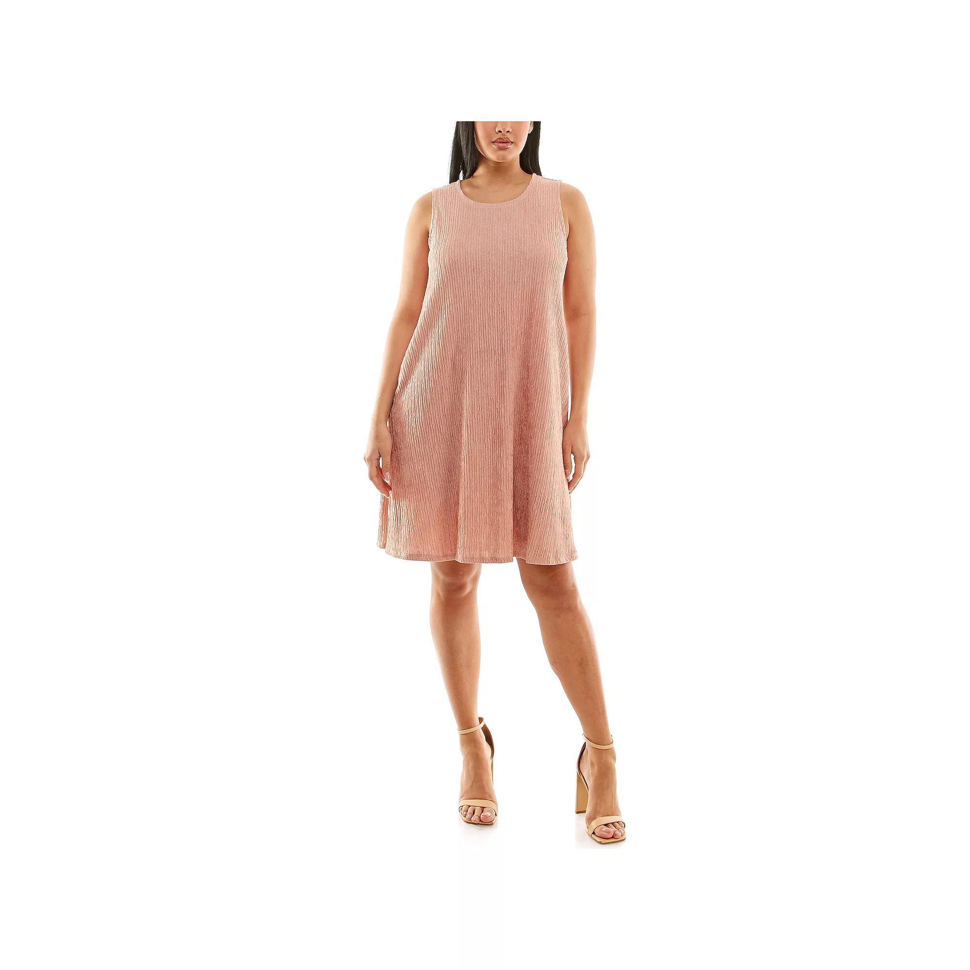 Womens Nina Leonard Sleeveless Textured Trapeze Dress Product Image