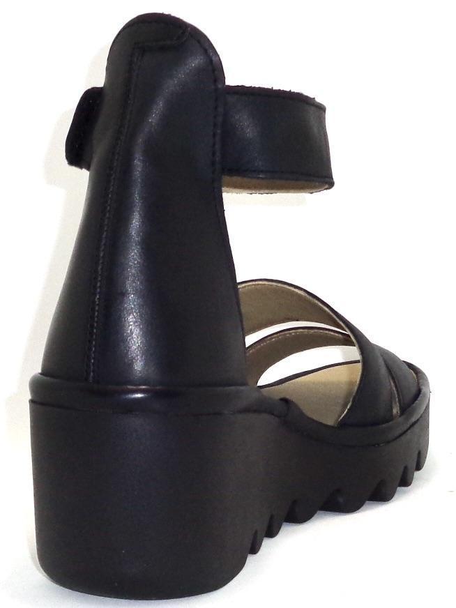 6150789   Bono Black Verona Leather Sandals by Fly London Product Image