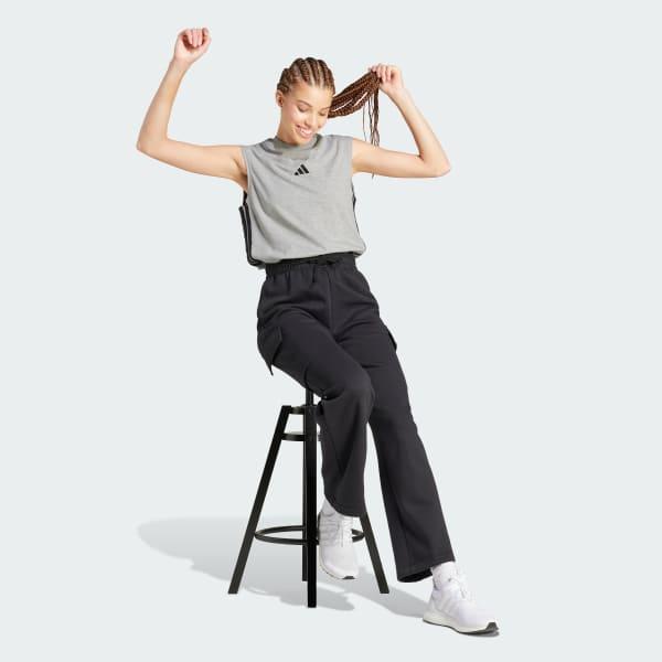 adidas Essentials Linear Fleece Cargo Pants Olive Strata XS Womens Product Image