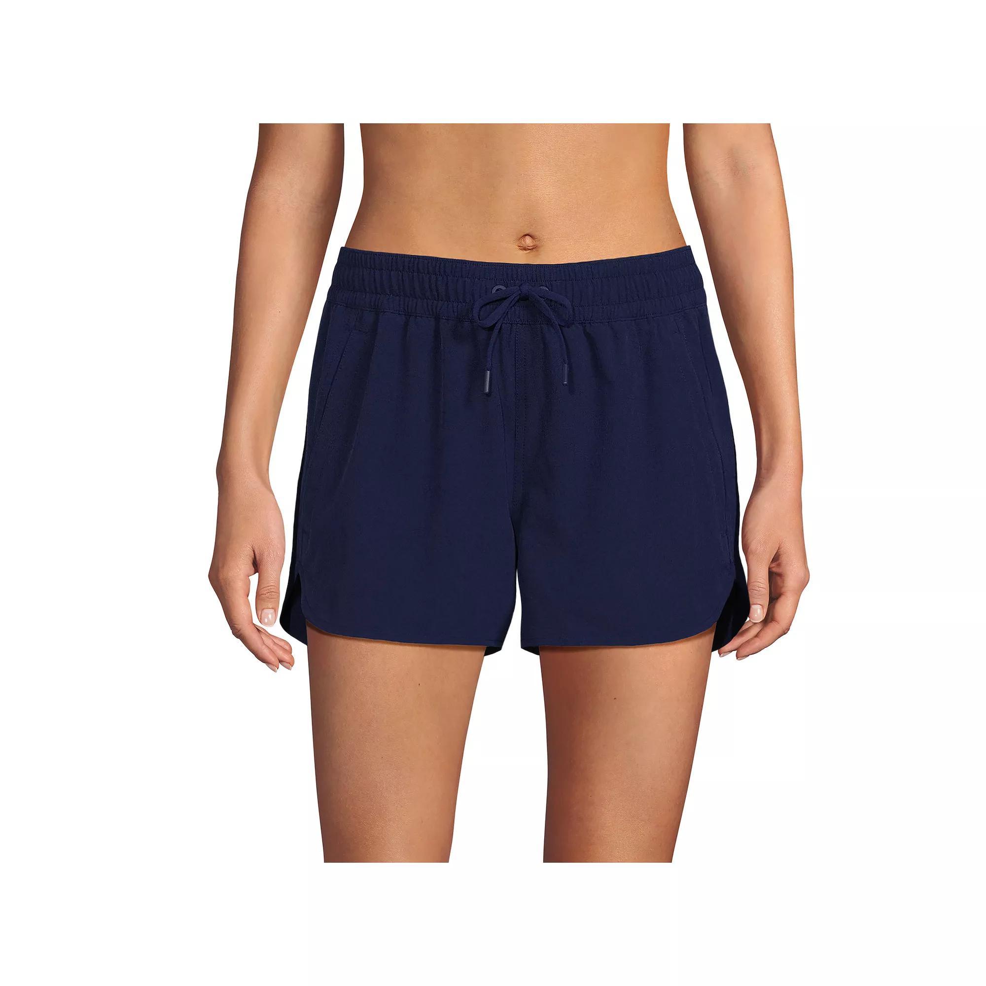 Women's Lands' End Woven Packable Dolphin Hem Swim Cover-Up Shorts, Size: 2, Deep  Blue Product Image