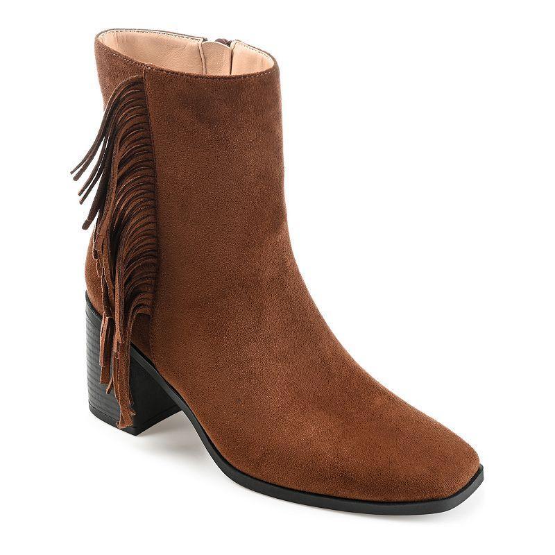 Journee Collection Womens Noriah Tru Comfort Foam Inside Zip Stacked Heel Booties Brown 6.5 Product Image