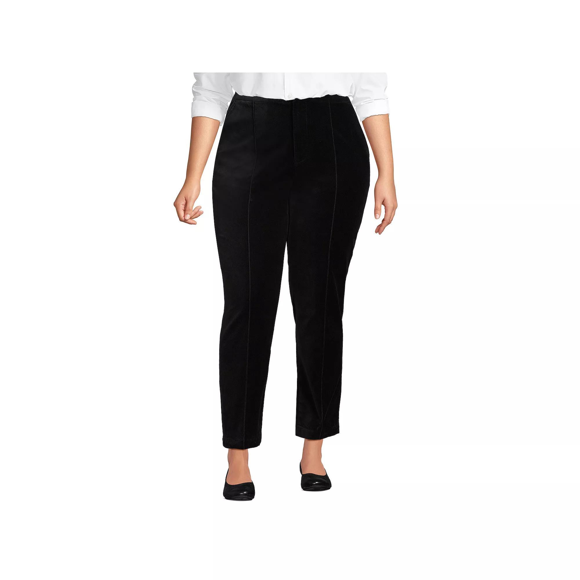 Plus Size Lands End Velvet High-Rise Pintuck Pencil Ankle Pants, Womens Product Image