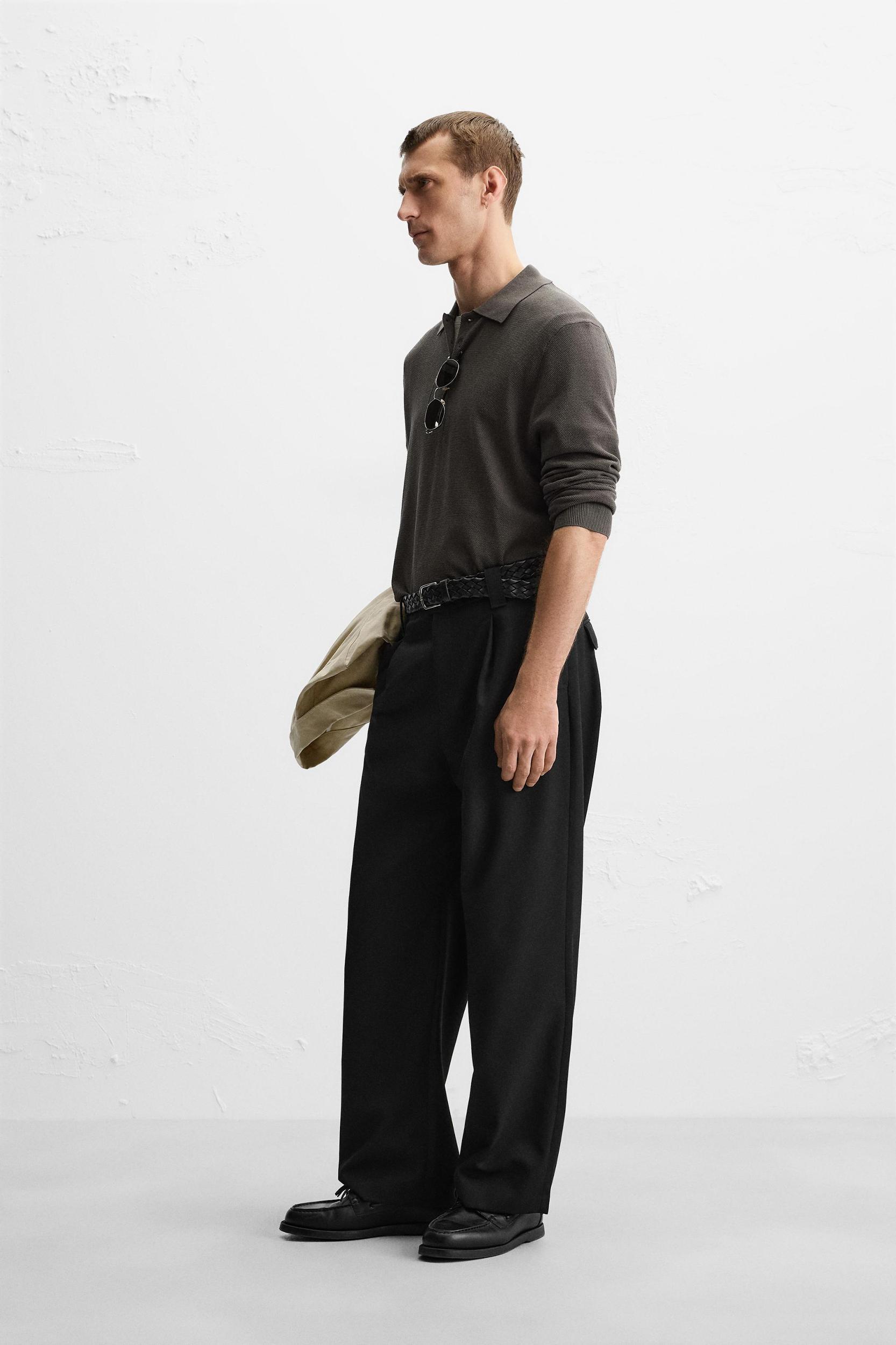 SILK COTTON KNIT POLO Product Image