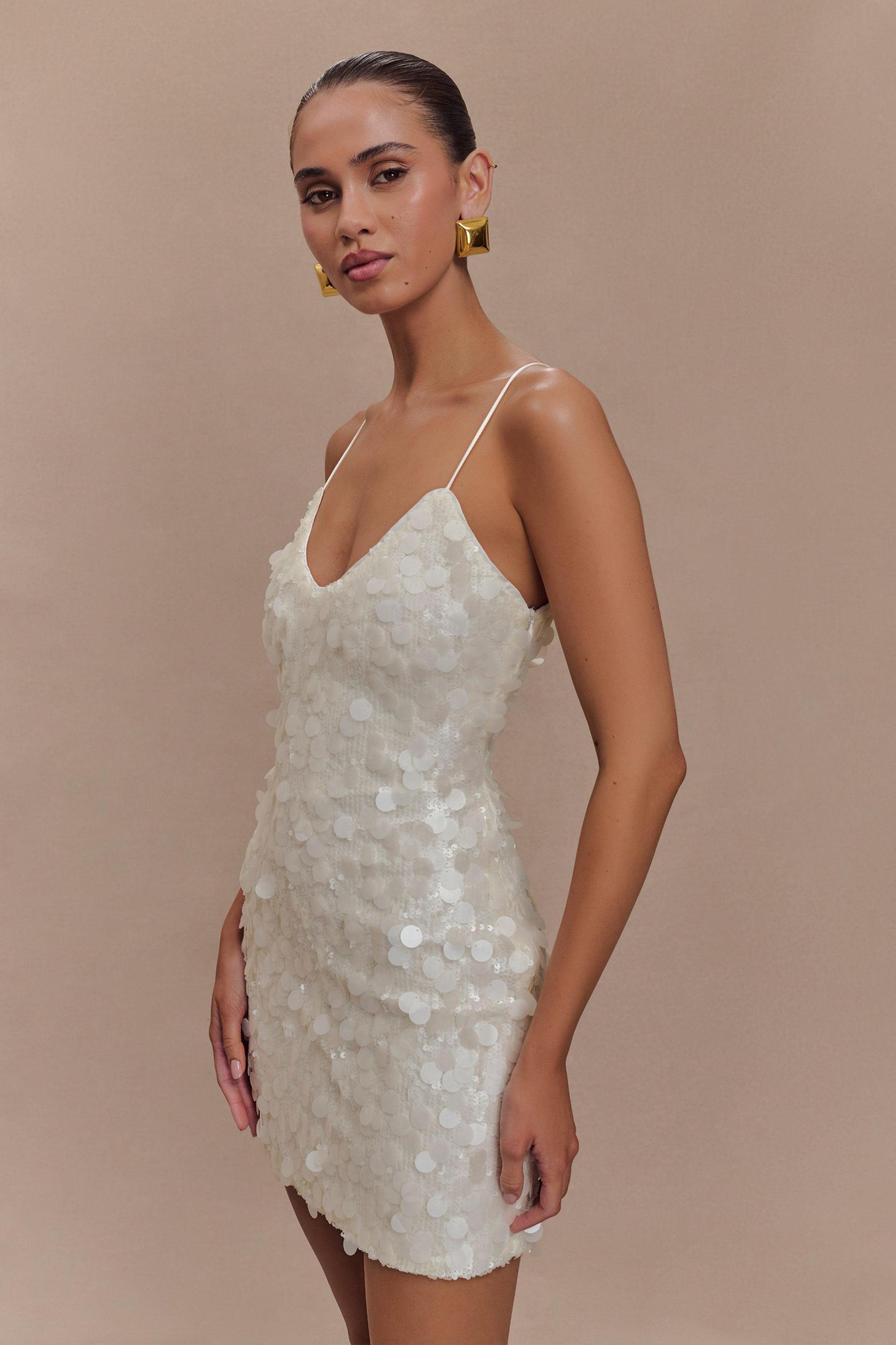 Romilly Sequin Mini Dress - Ivory Product Image