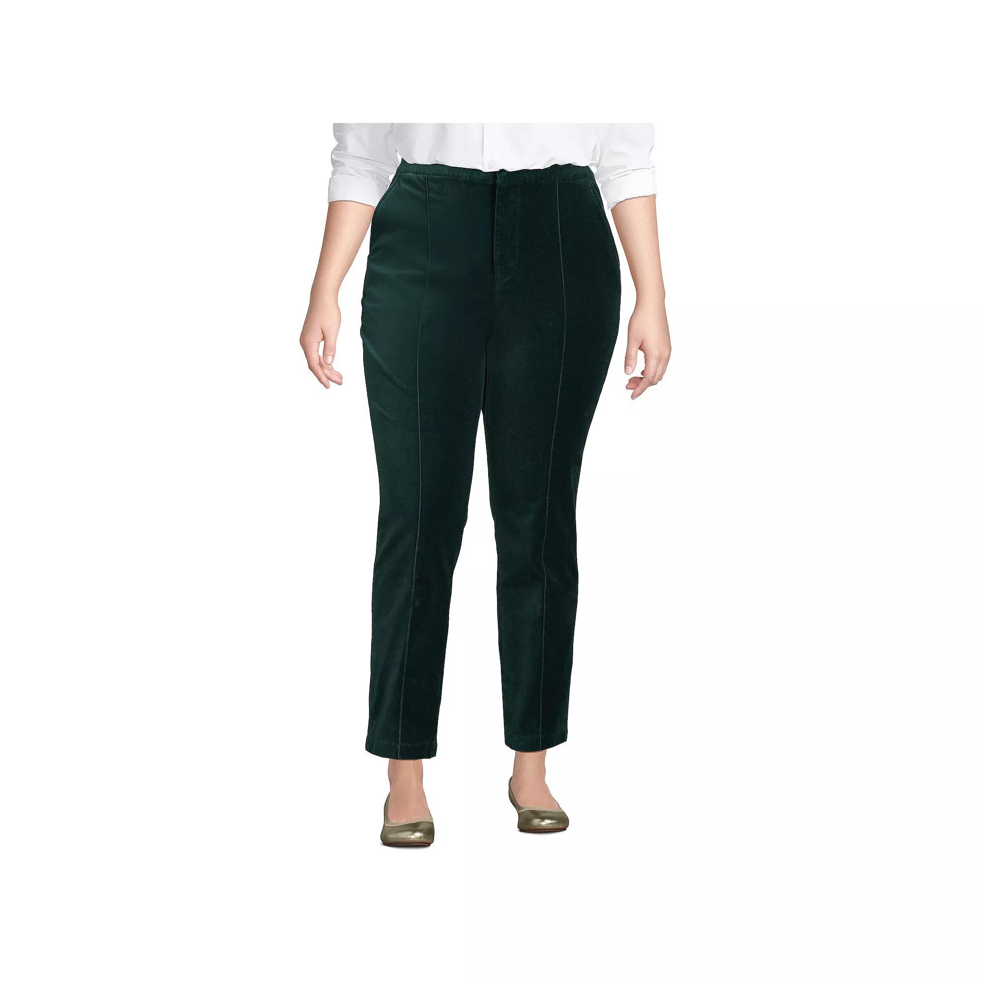 Women's Lands' End Velvet High Rise Pintuck Pencil Ankle Pants, Size: 18, Deep Balsam Product Image