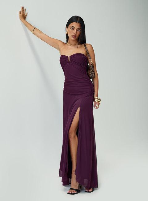 Barbarella Strapless Maxi Dress Purple Product Image